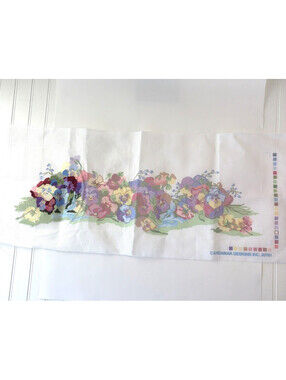 1992 Candamar Designs 30781 Something Special Pansies Needlepoint Canvas Started